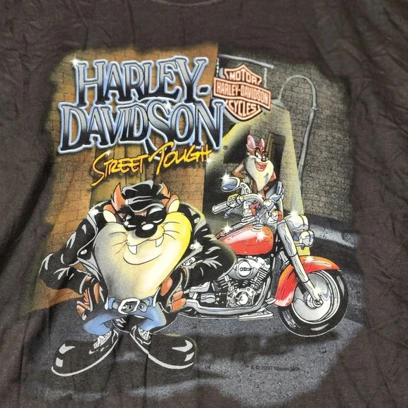 Vintage Harley Davidson Looney Tunes Taz Daytona Florida T-Shirt Mens XXL Black - Picture 2 of 9